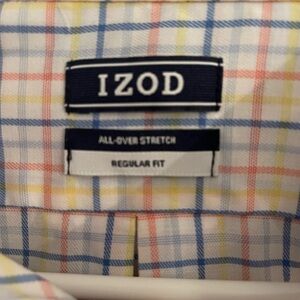 Izod Men's Casual Plaid Shirt - Blue, Yellow, Red